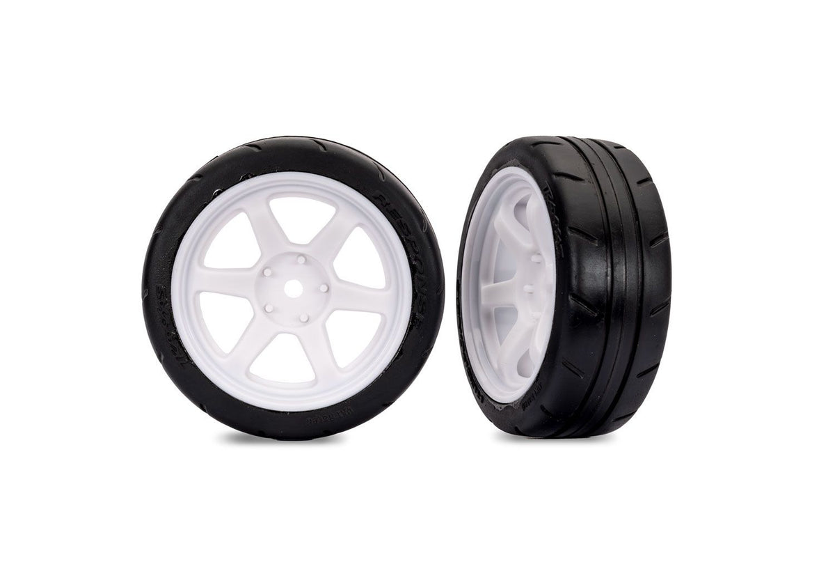 TRAXXAS 9377-WHITE 1.9" White Front 6-Spoke Wheels & Response Tires (2)