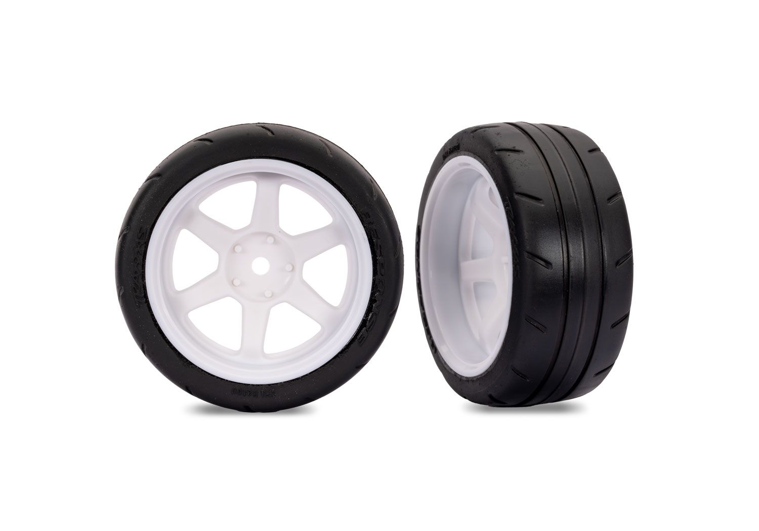 TRAXXAS 9378-WHITE 1.9" White 6-Spoke Rear Wheels & Response Tires (2)