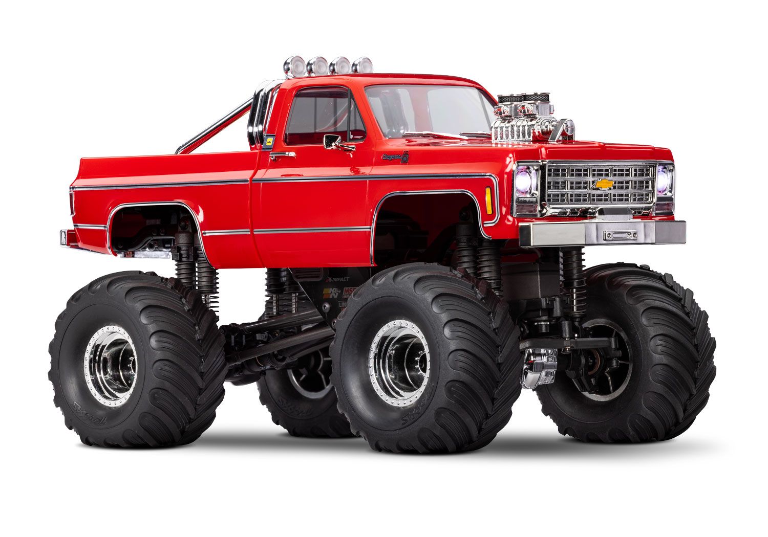 TRAXXAS 98064-1 TRX-4MT™ with Chevrolet® K10 pickup body: 1/18 scale 4X4 monster truck RTR with TQ™ 2.4 GHz 2-channel transmitter, and ECM-2.5 waterproof electronics.