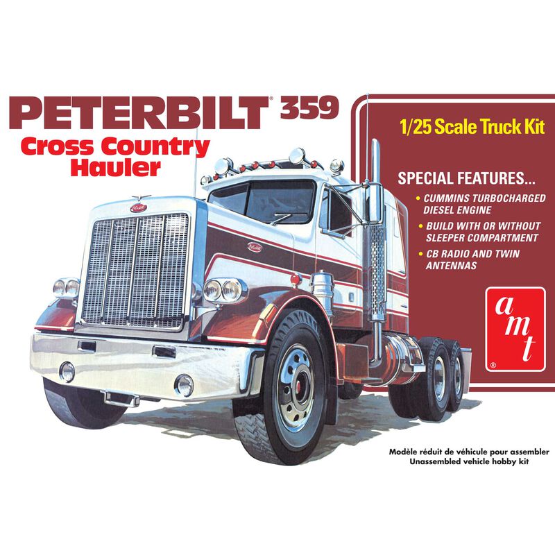 AMT 1477 1/25 Peterbilt 359 Cross Country Hauler Model Kit