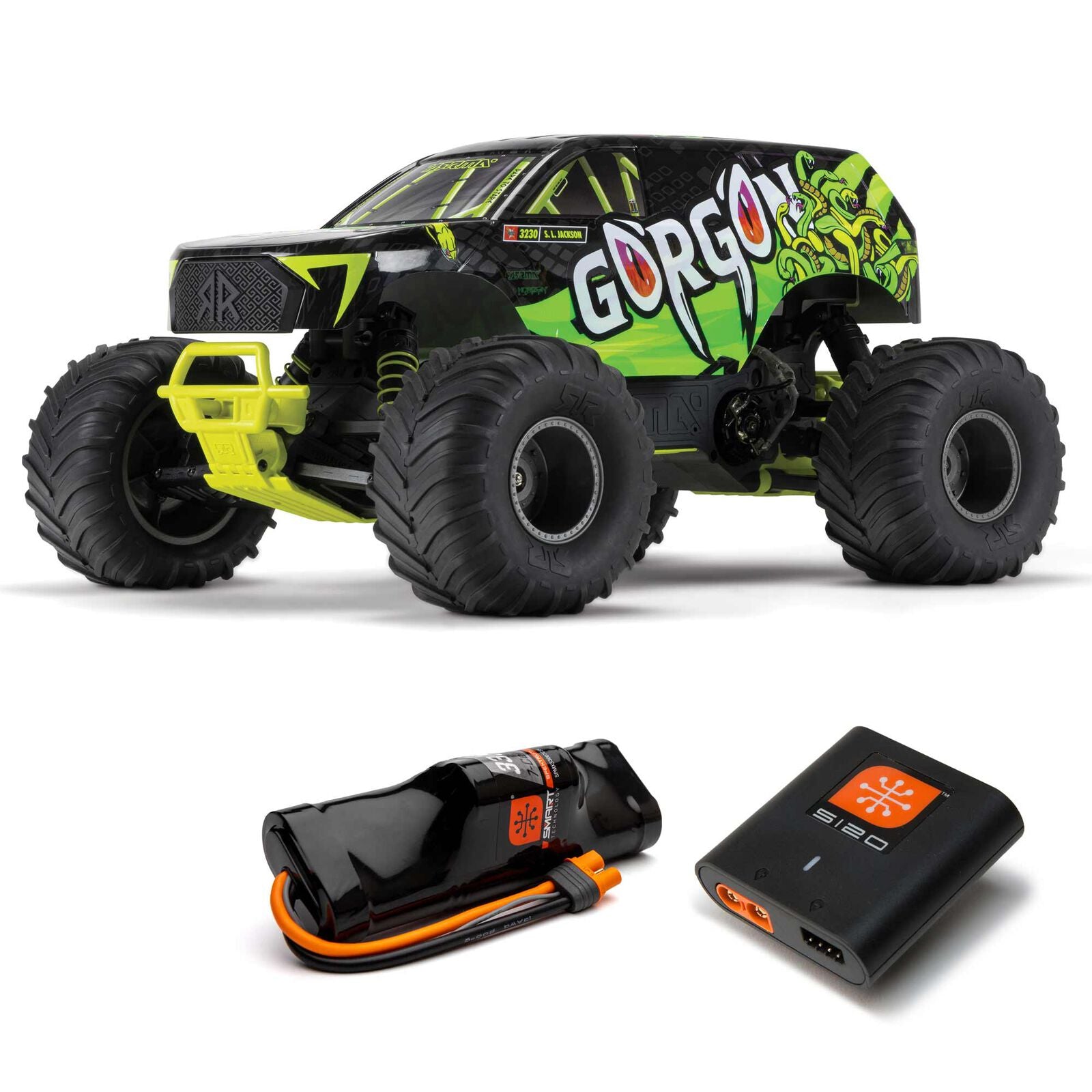 ARRMA ARA3230S 1/10 GORGON 4X2 MEGA 550 Brushed Monster Truck RTR with Battery & Charger