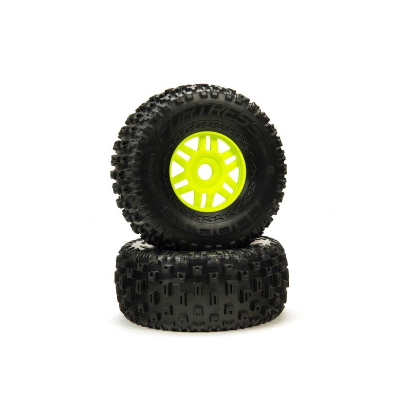 ARRMA ARA550068 1/7 dBoots Fortress Front/Rear 2.4/3.3 Pre-Mounted Tires, 17mm Hex, Green (2)