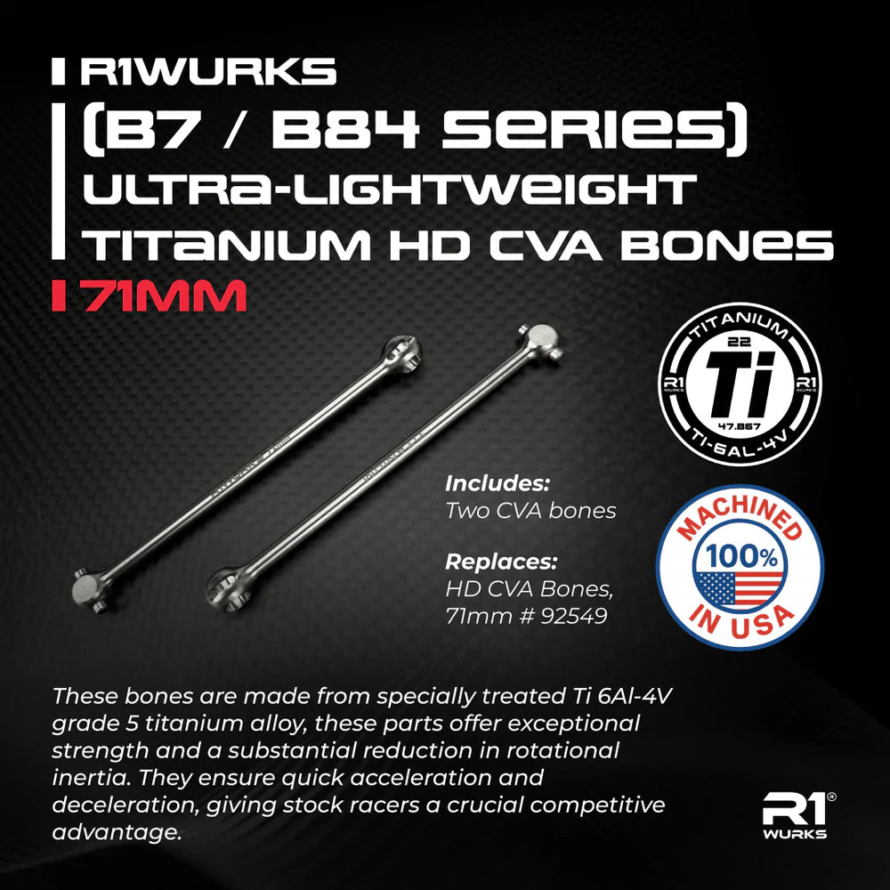 R1WURKS 900271 (B7 / B84 Series) Ultra-lightweight Titanium HD CVA Bones, 71mm