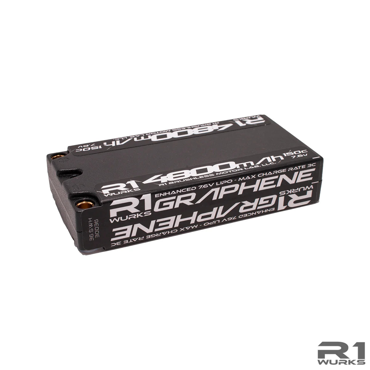R1WURKS 030036 4800mah 150c 7.6v 2S LCG Shorty LiPo Battery, Graphene