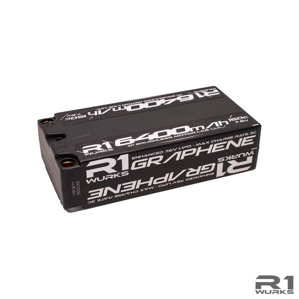 R1WURKS 030032 6400mah 150c 7.6v 2S Shorty LiPo Battery, Graphene