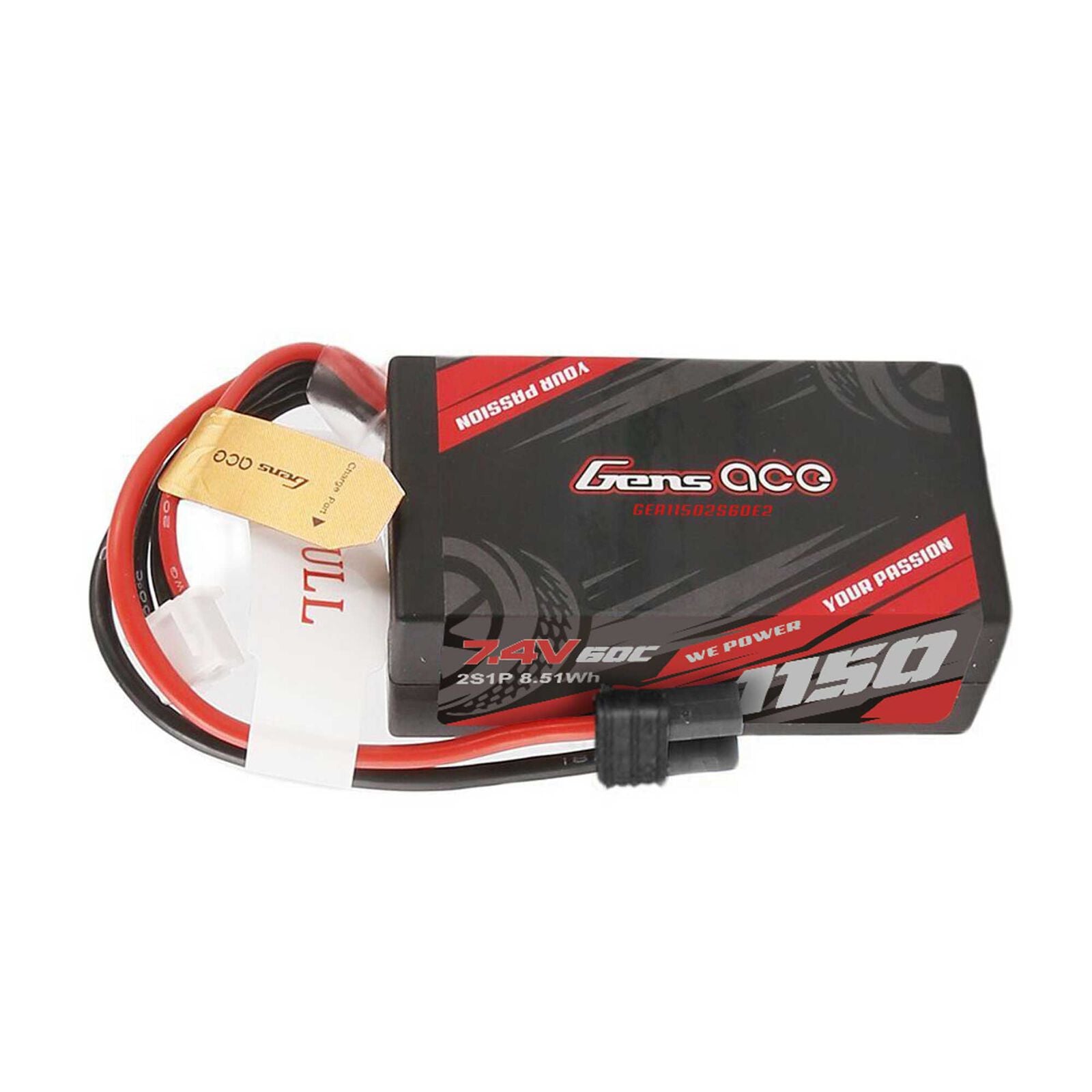 GENS ACE GEA11502S60E2 7.4V 1150mAh 2S 60C Hardcase G-Tech LiPo Battery: IEC2