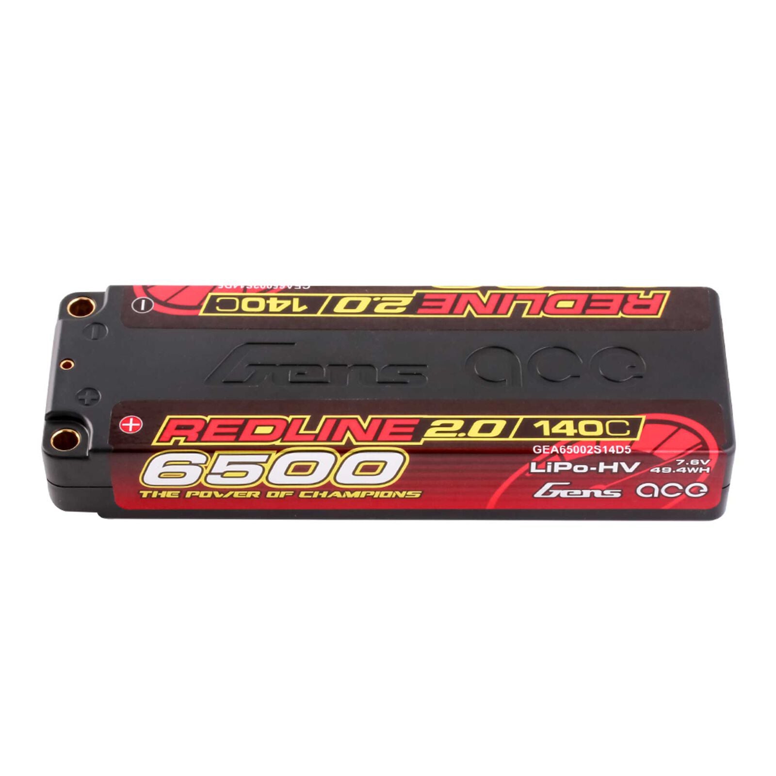 GENS ACE GEA65002S14D5 7.6V 6500mAh 2S 140C Hardcase LiHV Battery: 5mm Tubes