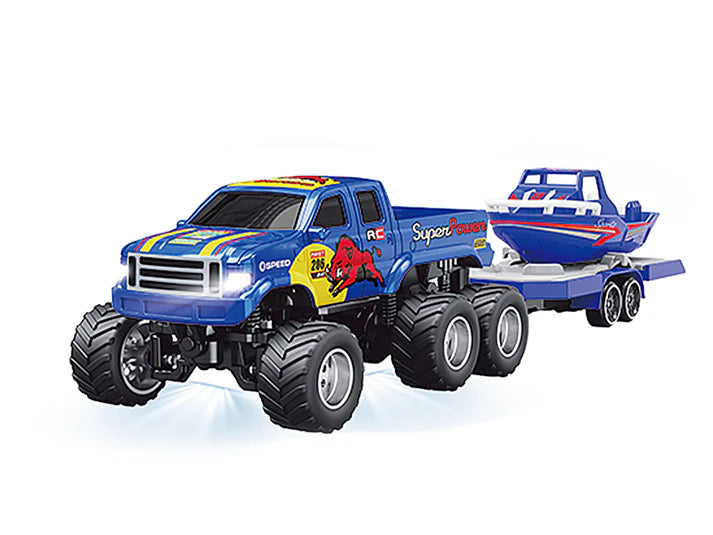 RC PRO HG4-408 1/64 R/C Truck with boat with APP control - Ford 6-wheeler
