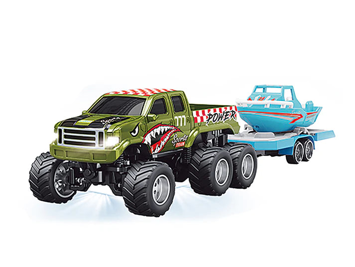 RC PRO HG4-408 1/64 R/C Truck with boat with APP control - Ford 6-wheeler
