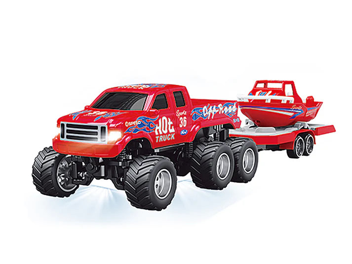 RC PRO HG4-408 1/64 R/C Truck with boat with APP control - Ford 6-wheeler