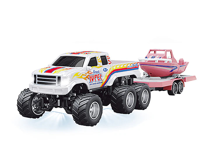 RC PRO HG4-408 1/64 R/C Truck with boat with APP control - Ford 6-wheeler