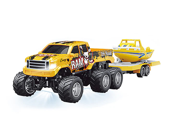 RC PRO HG4-408 1/64 R/C Truck with boat with APP control - Ford 6-wheeler