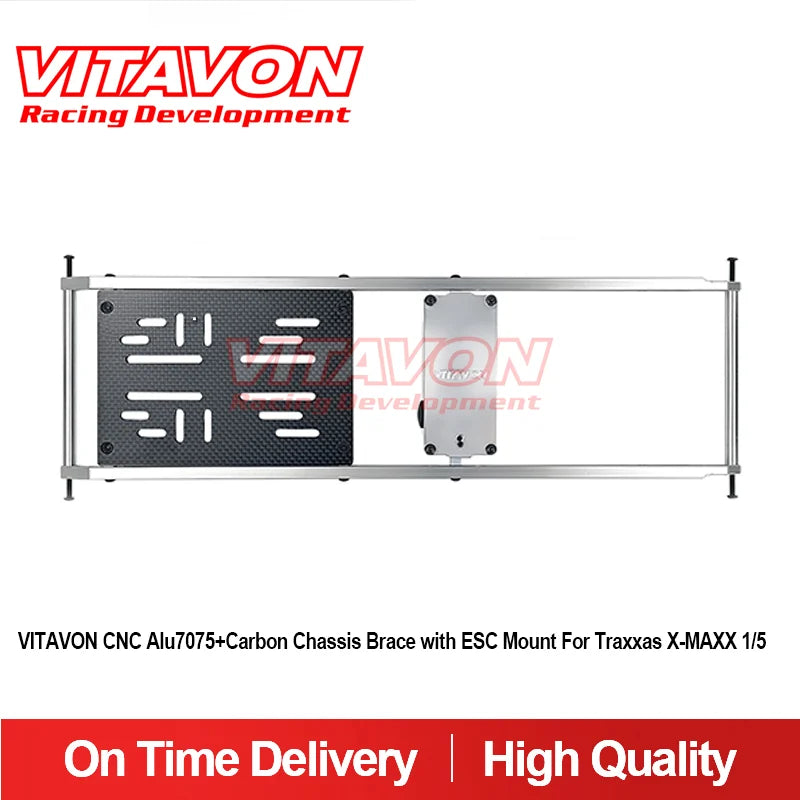 VITAVON XMAX182-1SILVER CNC Alu7075+Carbon Chassis Brace With ESC Mount For Traxxas X-MAXX 1/5