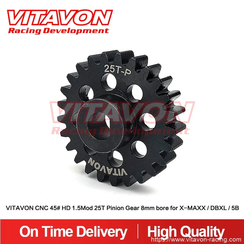 VITAVON XMAX155 Pinion Gear 8mm Bore 25T CNC 45# HD M1.5 1.5Mod For X-MAXX / DBXL / 5B - Vitavon
