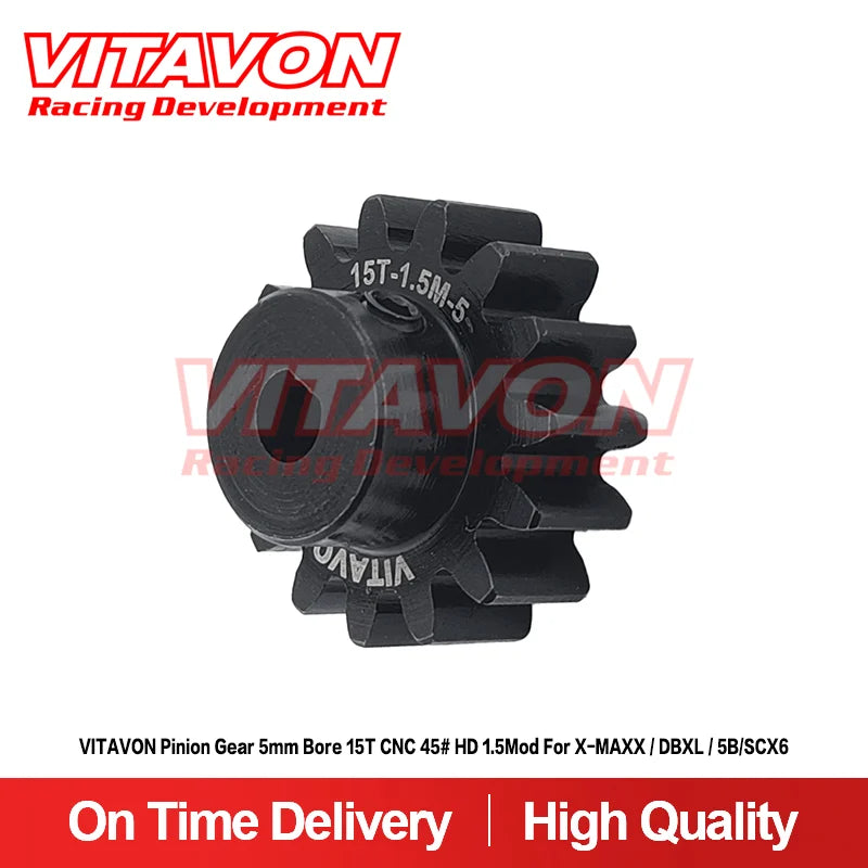 VITAVON SCX6149 CNC 45# HD 1.5Mod 5mm Bore 15T Pinion Gear For X-MAXX/XRT/DBXL/SCX6/K8S