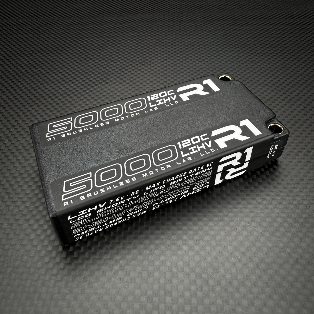 R1WURKS 030041 5000mah 120c 7.6v 2S LCG Shorty LiPo Battery, Silicon Graphene