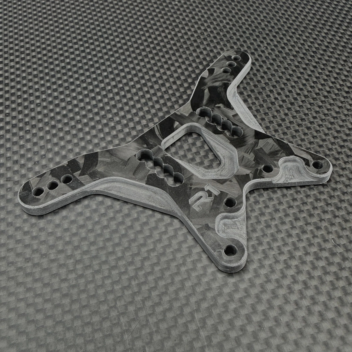 R1WURKS 900322-F (Compatible with RC10®) Rear Carbon Fiber Shock Tower (Matte Forged)