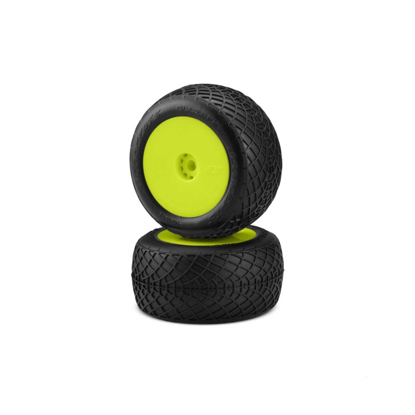 JCONCEPTS 4004-2221 Ellipse Tires, Rear Mounted Yellow Wheels, Green Compound (2): Mini-T Mini-B