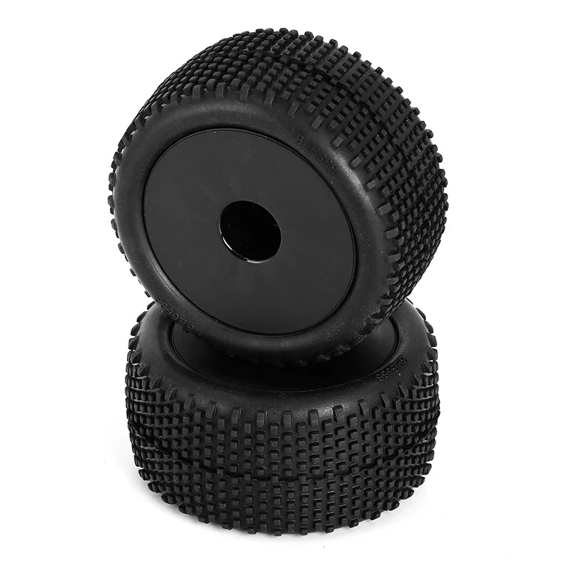 LC RACING L6249 Block Pin Truggy Tires Mounted Black, 12mm 2pcs