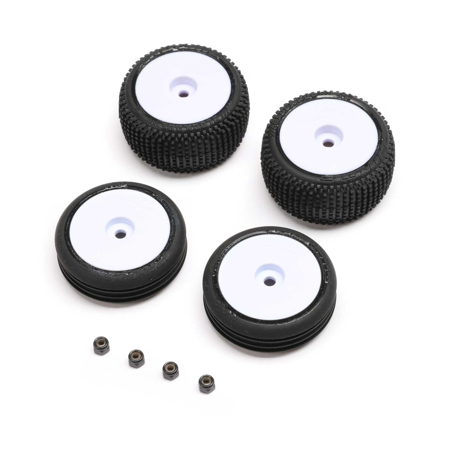 LOSI LOS-1763 Tires & Wheels Mounted, White: Micro-B