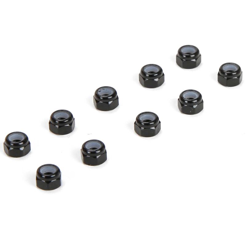 LOSI LOS-3575 M3 Aluminum Lock Nuts, Black (10) MINI-B Wheel Nuts