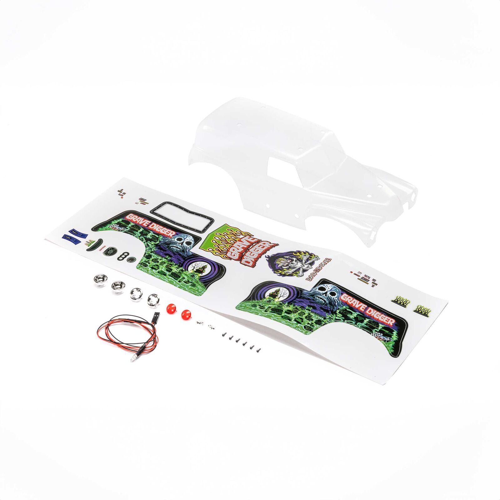 LOSI LOS210045 Body Set, Grave Digger, Clear: Mini LMT
