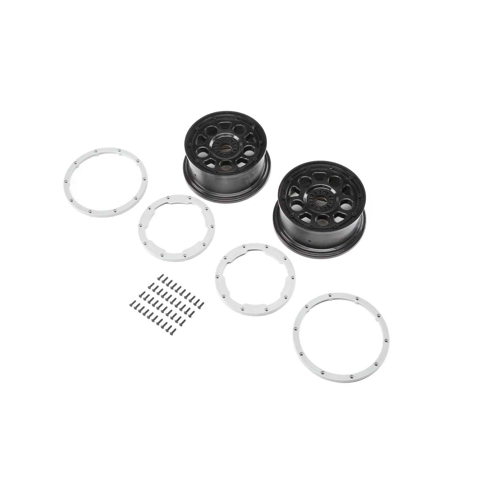 LOSI LOS45015 Wheel Black Beadlock Silver (2) DBXL-E