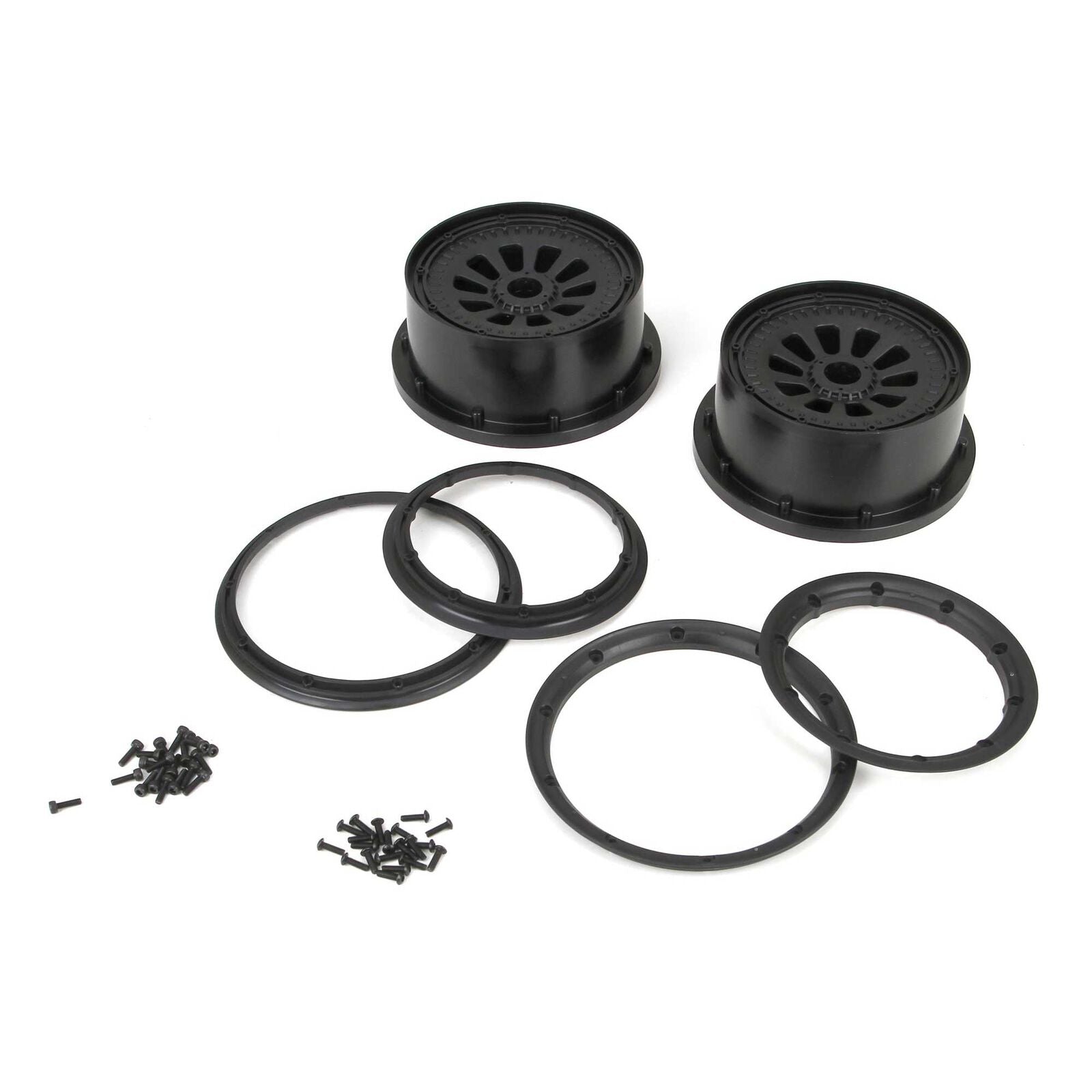 LOSI LOSB7034 Wheel & Beadlock Set, Black (2), 5T