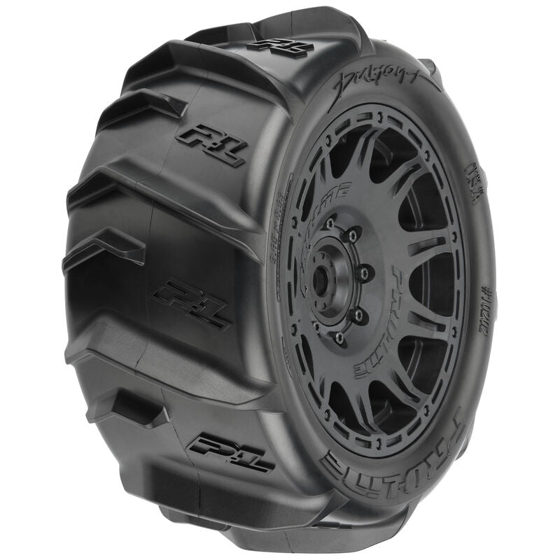 PROLINE 10202-11 1/6 Dumont Sand/Snow F/R 5.7” Tires MTD 24mm Black Raid 8x48 Hex (2)
