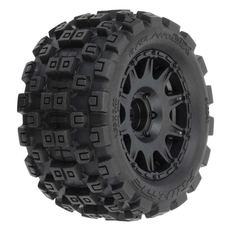 PROLINE PRO1024110 1/18 Badlands MX 1.85" F/R MTD 12mm Black Raid: Granite GROM