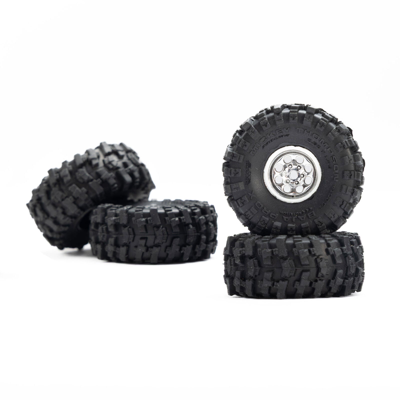 PROLINE PRO1025110 1/30 Baja Pro X Front/Rear Mounted Chrome Beast Tires (4): Axial SCX30