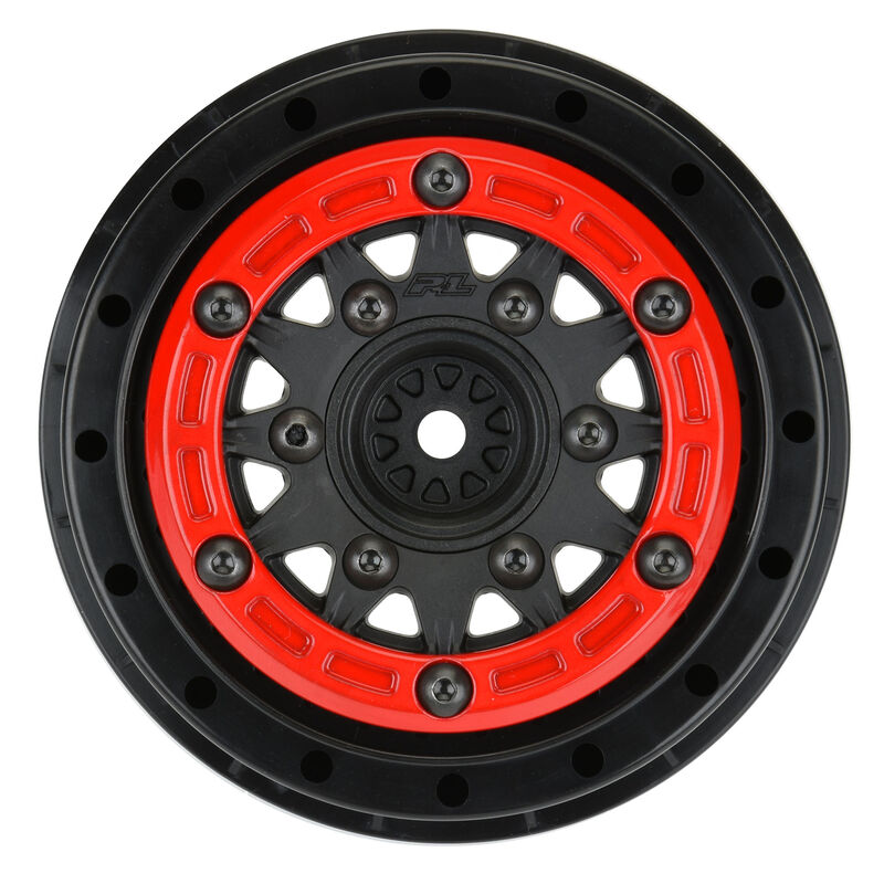 PROLINE 2811-04 1/10 Raid Bead-Loc Fr/Rr 2.2"/3.0" 12 & 14mm SC Wheels (2) Red/Black
