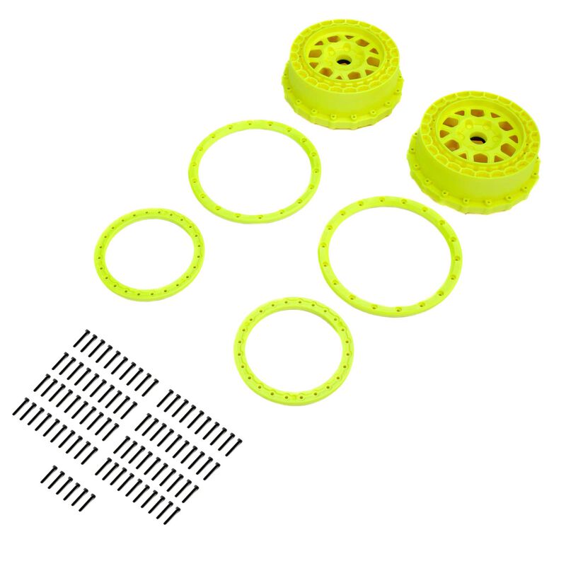 PROLINE PRO287802 Wheel and Beadlock Set, Yellow (2): 5IVE-T 3.0