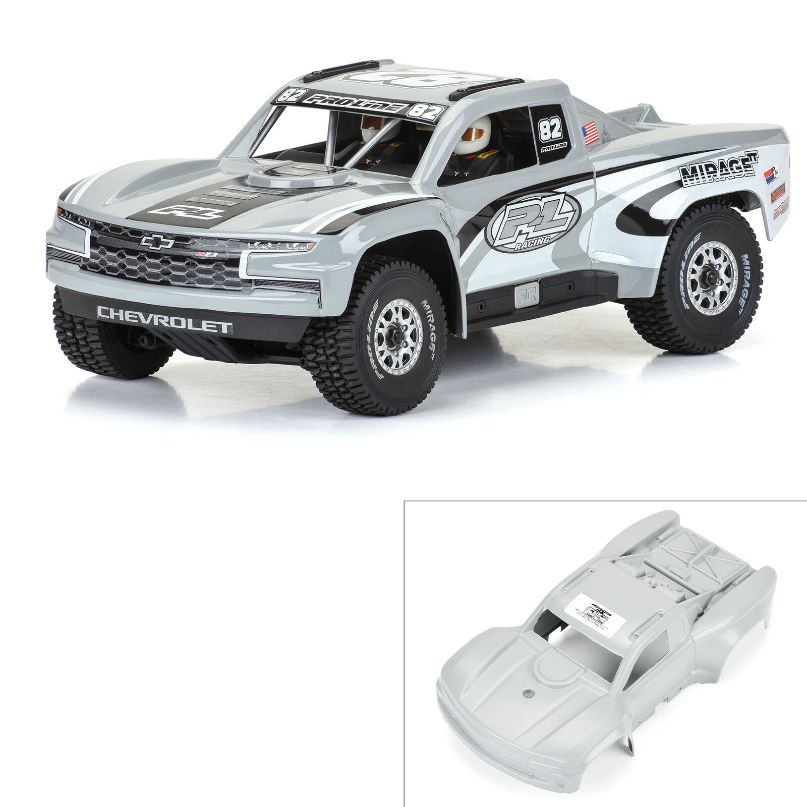PROLINE PRO367514 1/16 Pre-Cut 2019 Chevy Trophy Truck Tough-Color Gray Body: GROM
