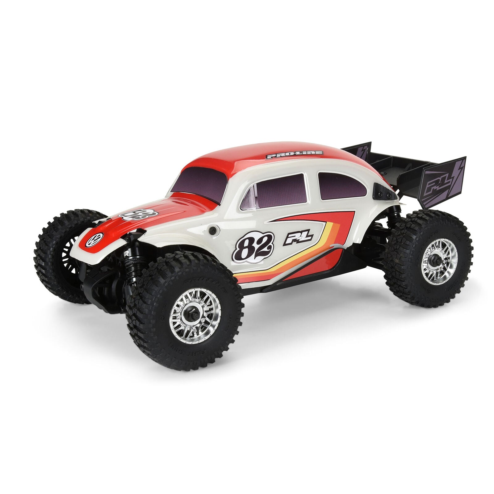 PROLINE PRO368000T2 Class 1 VW Bug Red Race Body Conversion Kit and Flat Iron M/T Tires Mounted 7mm Black Diablo (4) for ARRMA TYPHON GROM