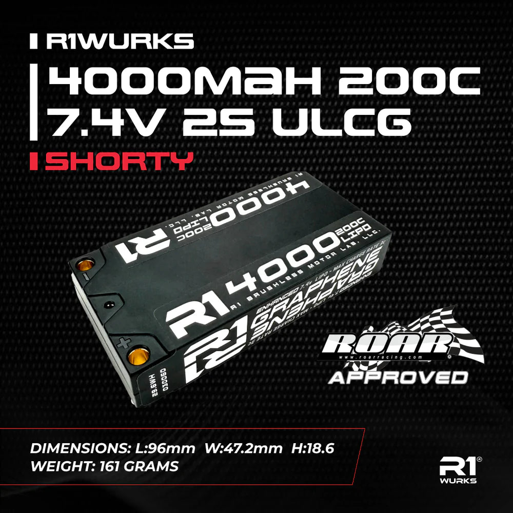 R1WURKS 030060 4000mah 200C 7.4V 2S ULCG Shorty