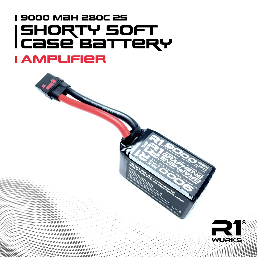 R1WURKS 030051D 9000 mah 280c 2S Shorty soft case Battery for Drag Racing w/ QS8 Plug
