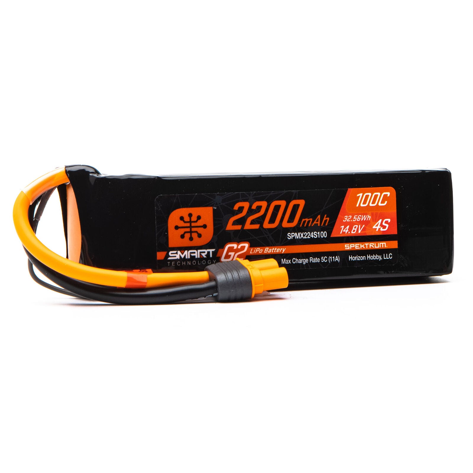 SPEKTRUM SPMX224S100 14.8V 2200mAh 4S 100C Smart G2 LiPo Battery: IC3
