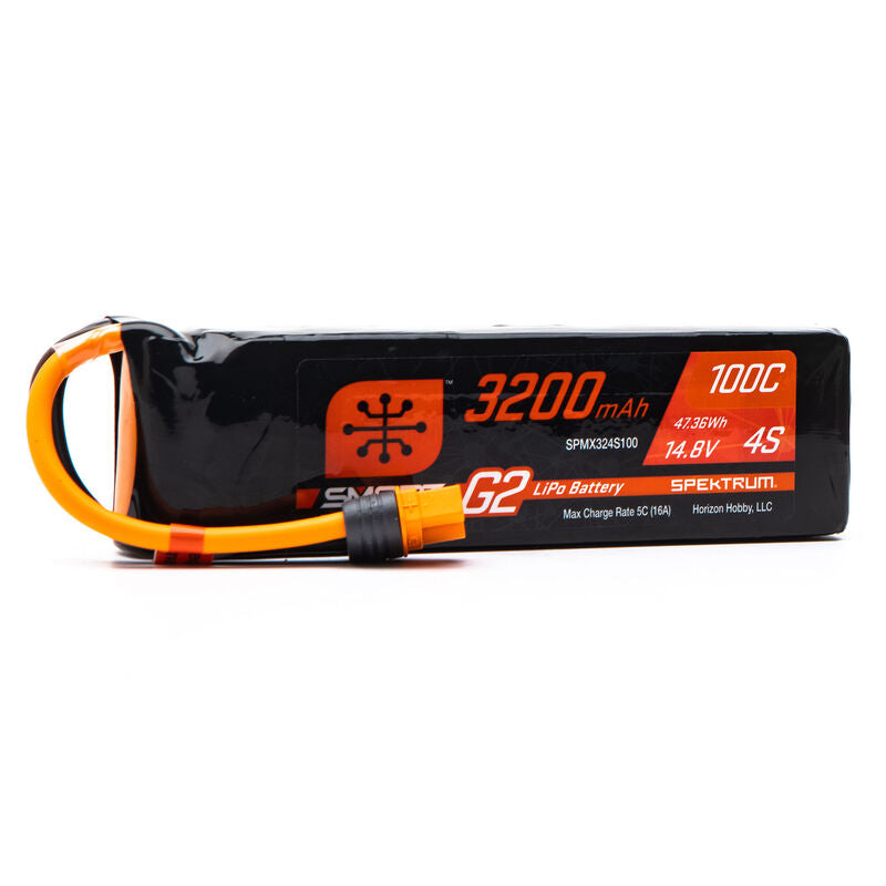 SPEKTRUM SPMX324S100 14.8V 3200mAh 4S 100C Smart G2 LiPo Battery: IC3
