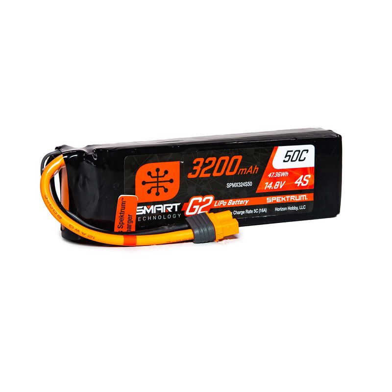 SPEKTRUM SPMX324S50 14.8V 3200mAh 4S 50C Smart LiPo G2 IC3 Soft