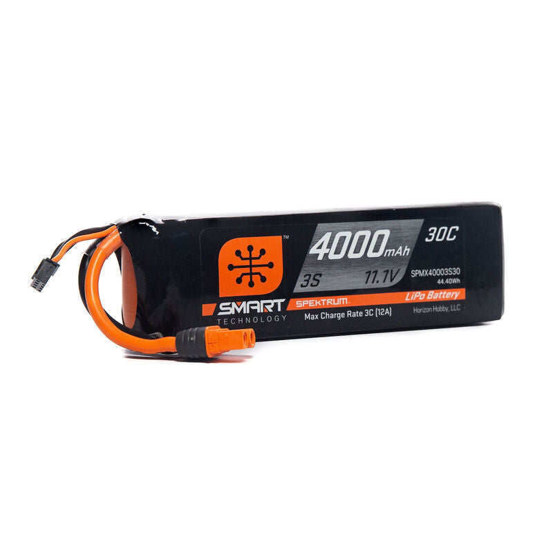 SPEKTRUM SPMX40003S30 11.1V 4000mAh 3S 30C Smart LiPo Battery: IC3