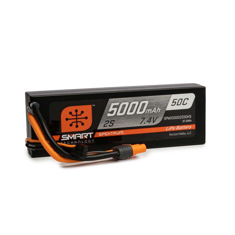 SPEKTRUM SPMX50002S50H3 7.4V 5000mAh 2S 50C Smart Hardcase LiPo Battery IC3