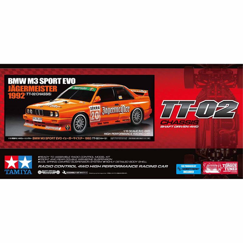 TAMIYA 58760 1/10 1992 BMW M3 Sport EVO Jagermeister TT-02 4WD On-Road High Performance Racing Car Kit
