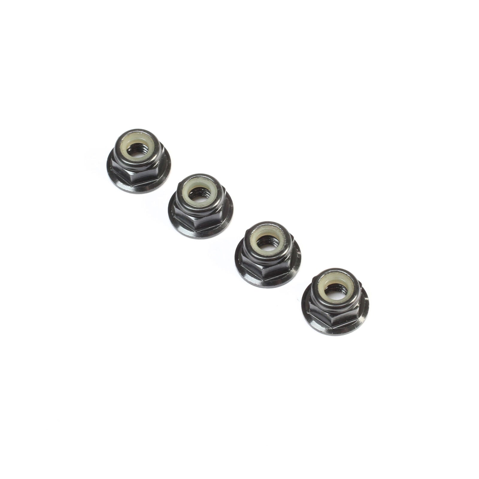 LOSI TLR236009 Black Aluminum Flanged Locknut, M4 x 0.7mm x 7mm (4) lock nut