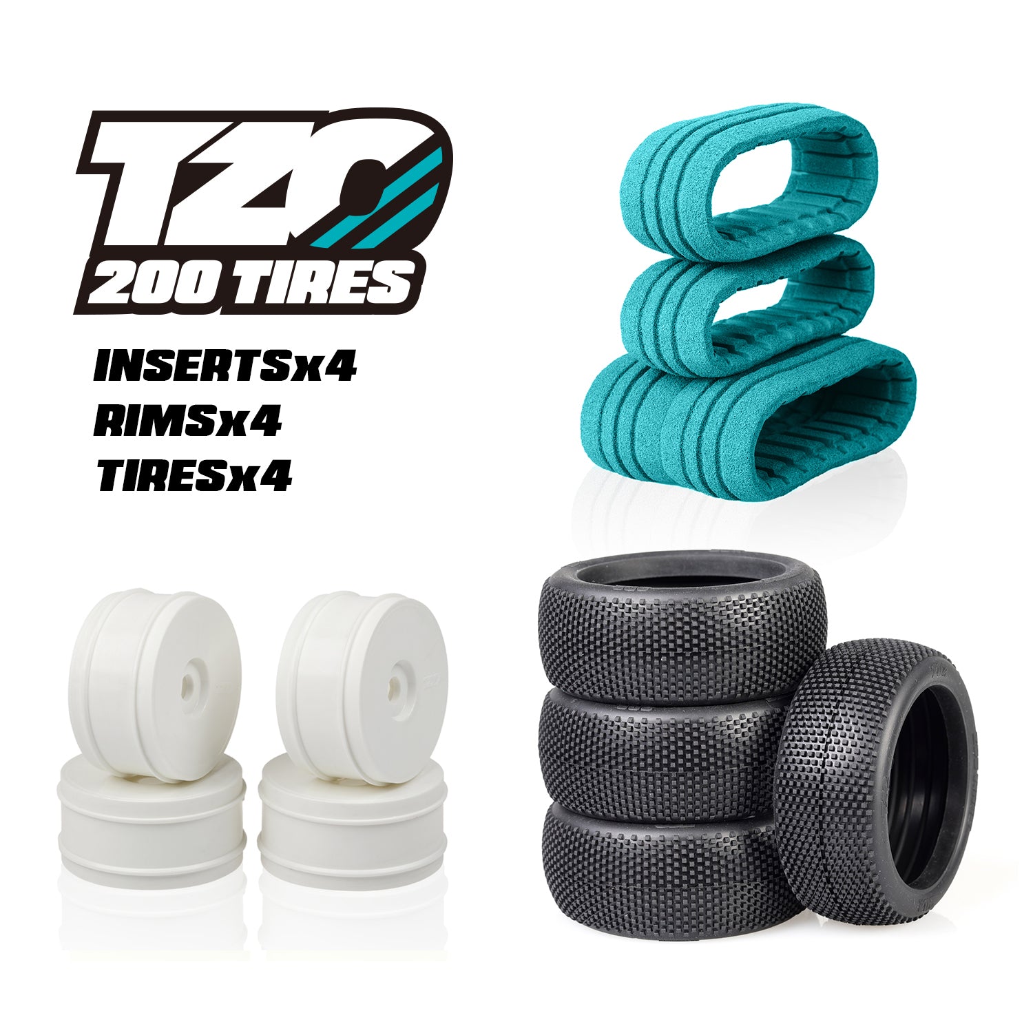 TZO 202 TIRES TZ202SS-W-N Car Set Non-Glued (Tires+Inserts+Rims) (Super Soft)