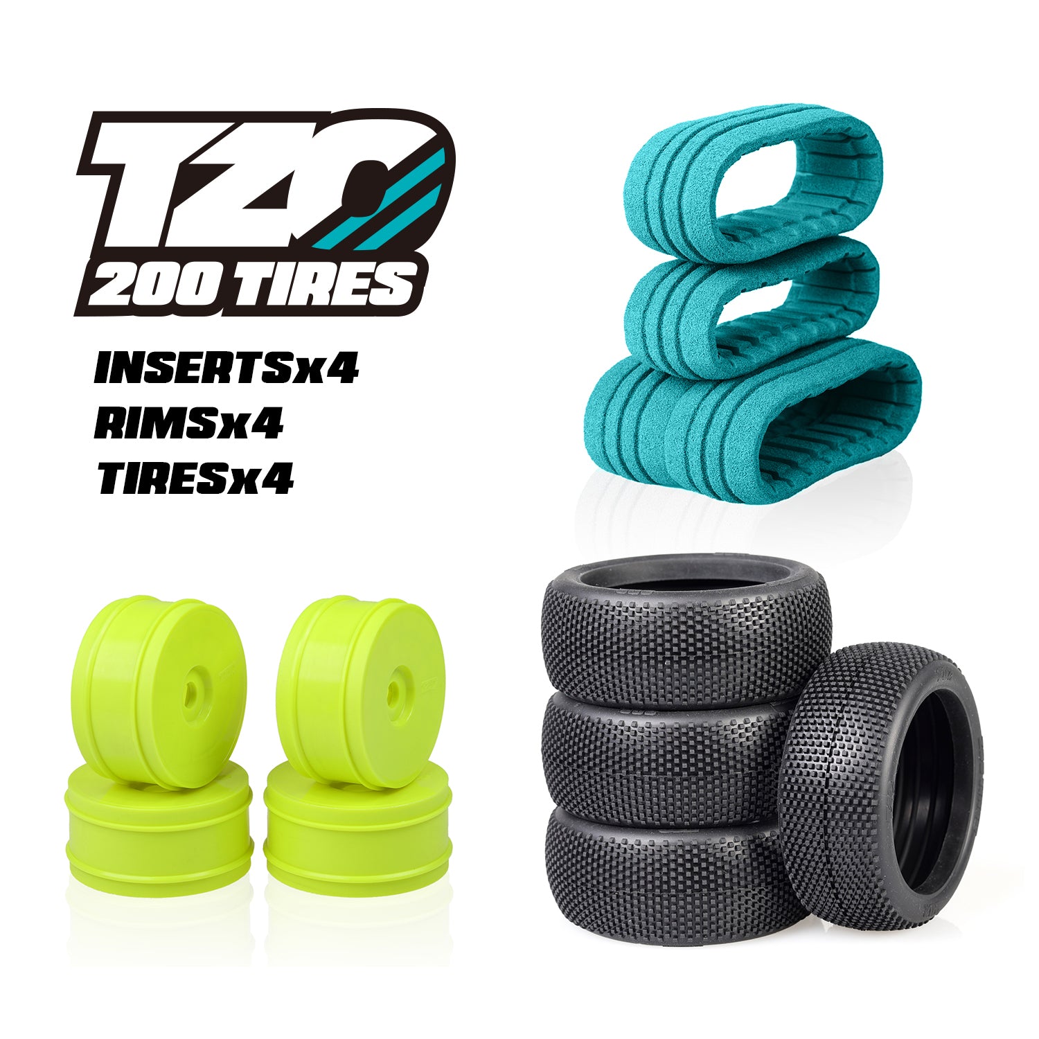 TZO 202 TIRES TZ202SS-Y-N  Car Set Non-Glued (Tires+Inserts+Rims) (Super Soft)