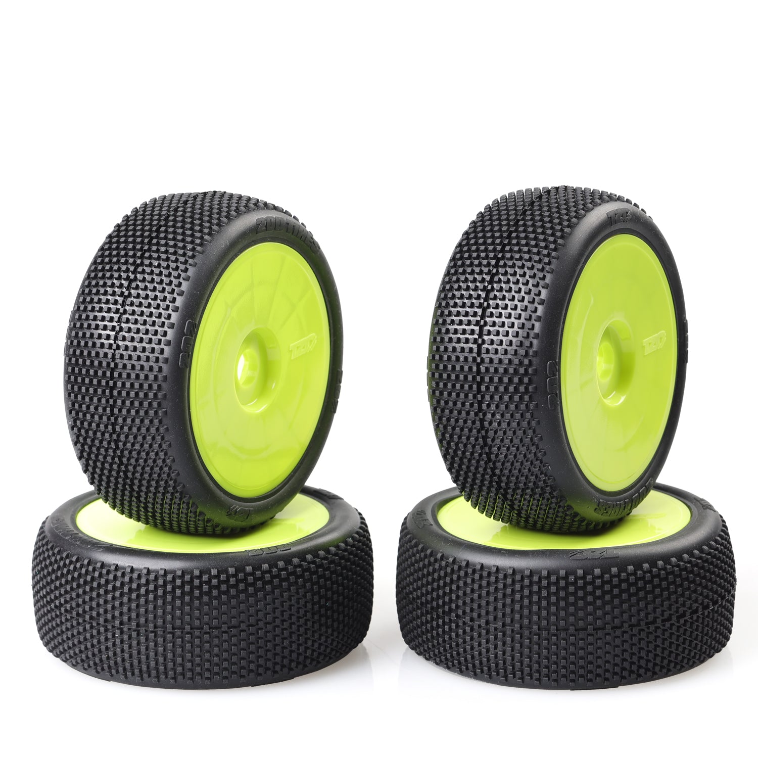 TZO 202 TIRES TZ202S-Y 1/8 Buggy Pre-Glued Tire Set (Yellow) (4) (Soft)
