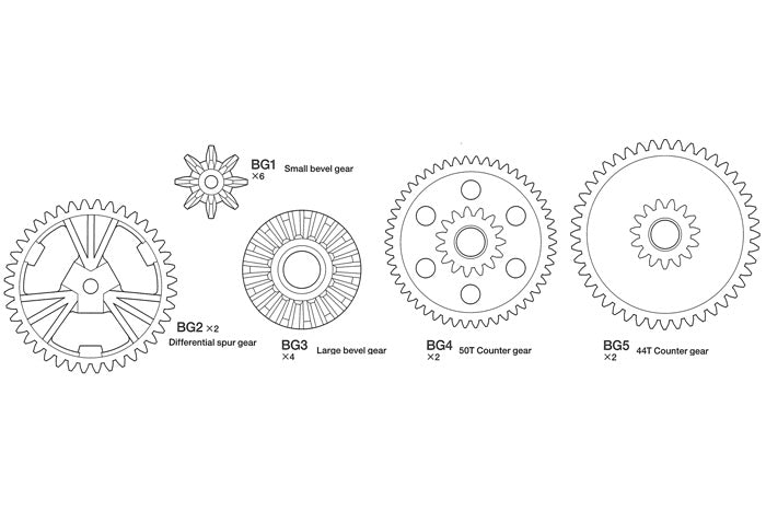 TAMIYA 9335039 RC Super Clod Buster Bull Head Plastic Gear Set, Old Part # 50327