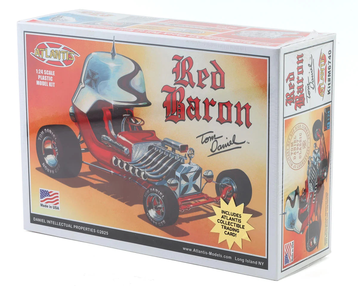 ATLANTIS M6740 Tom Daniel "Red Baron" 1/24 Show Car Plastic Model Kit w/Trading Card