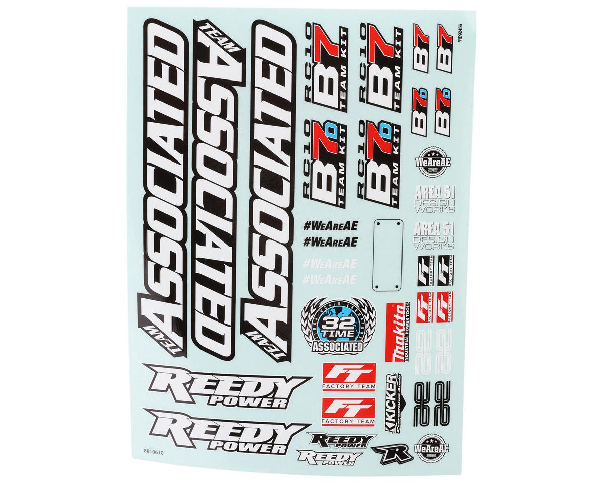 ASSOCIATED 92465 RC10B7/RC10B7D Decal Sheet